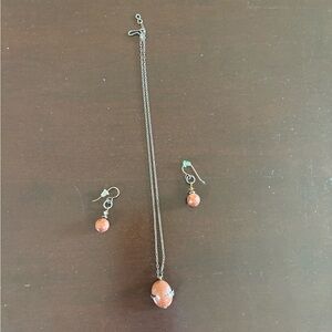 orange bead necklace and bracelet set